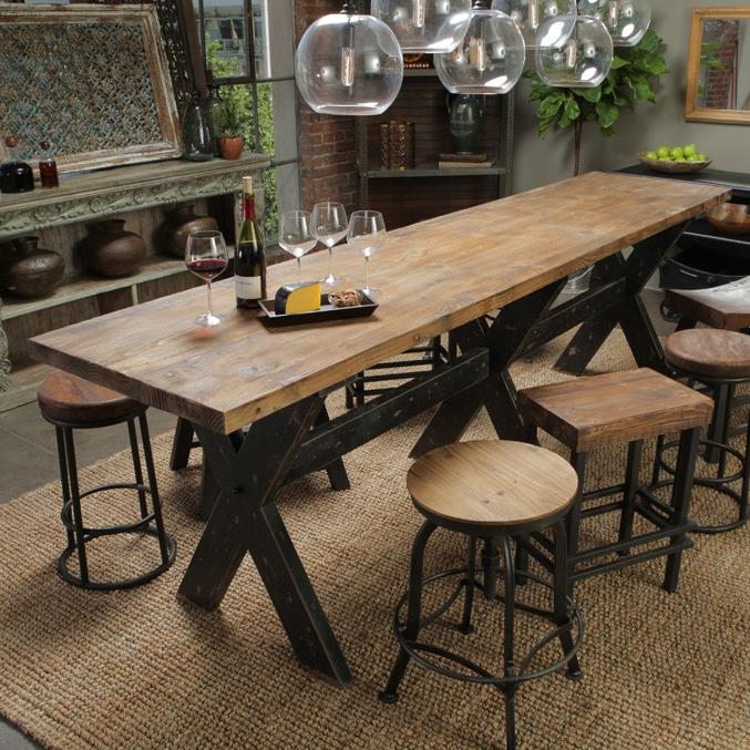 Classic Home Aurora Gathering Table with Reclaimed Pine Wood